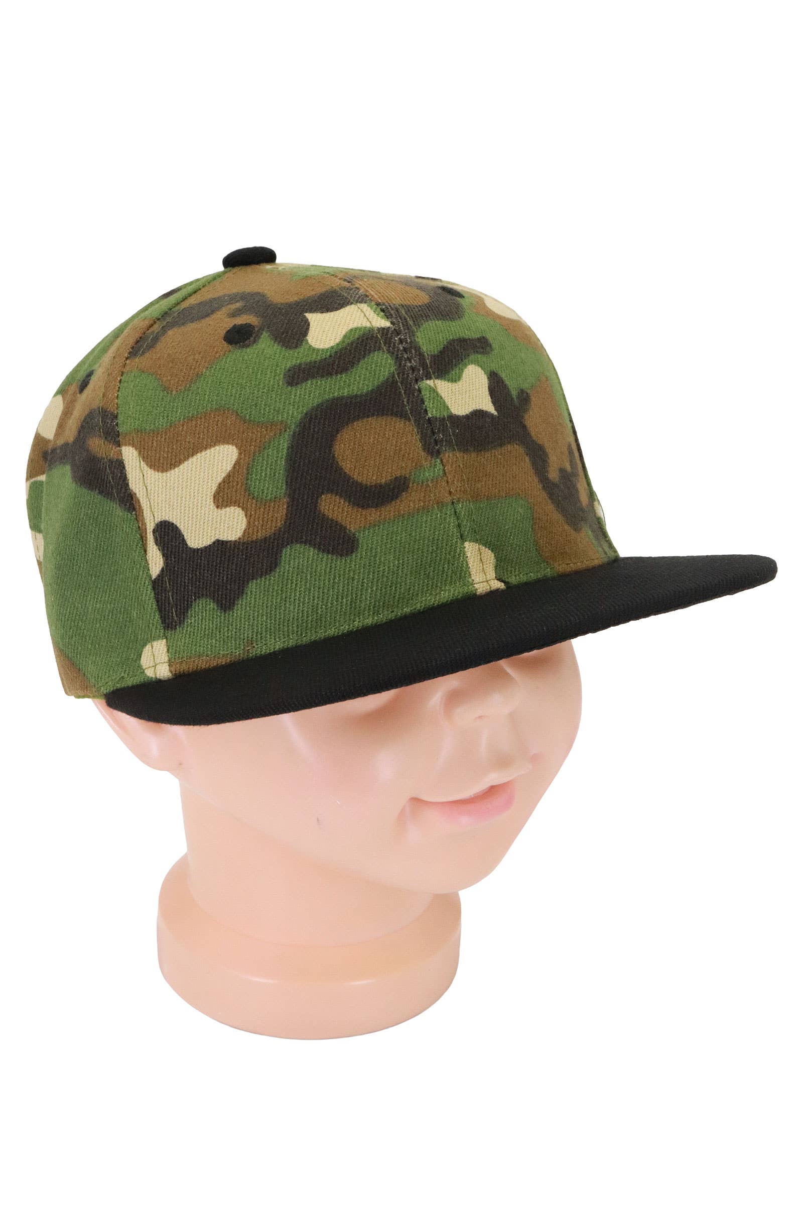 Kids Two Tone Blank Snapback Flat Brim Cap