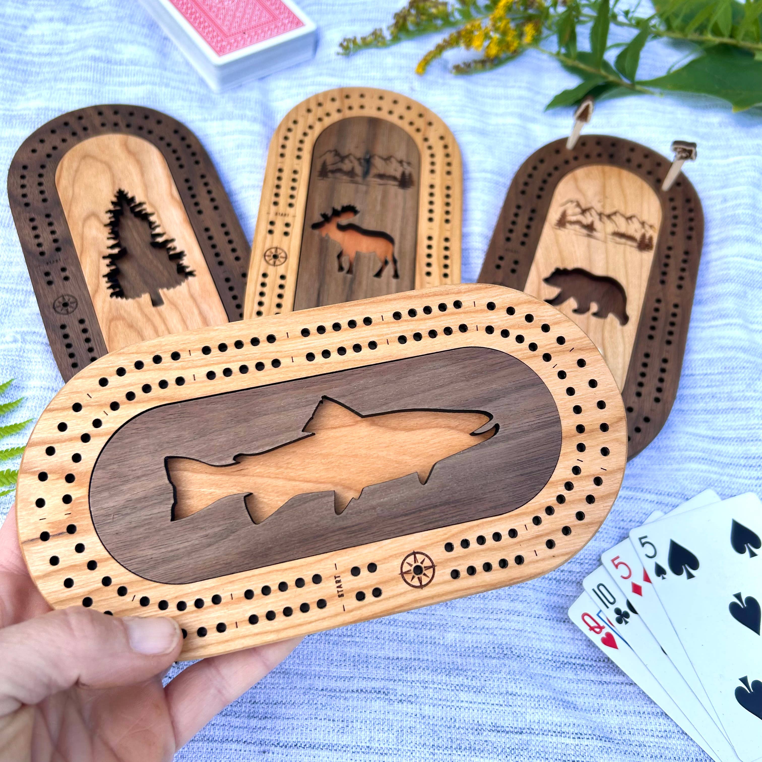 Wildlife Mini Travel Cribbage Board & Custom Pegs Set: Anchor / Select best pegs for us