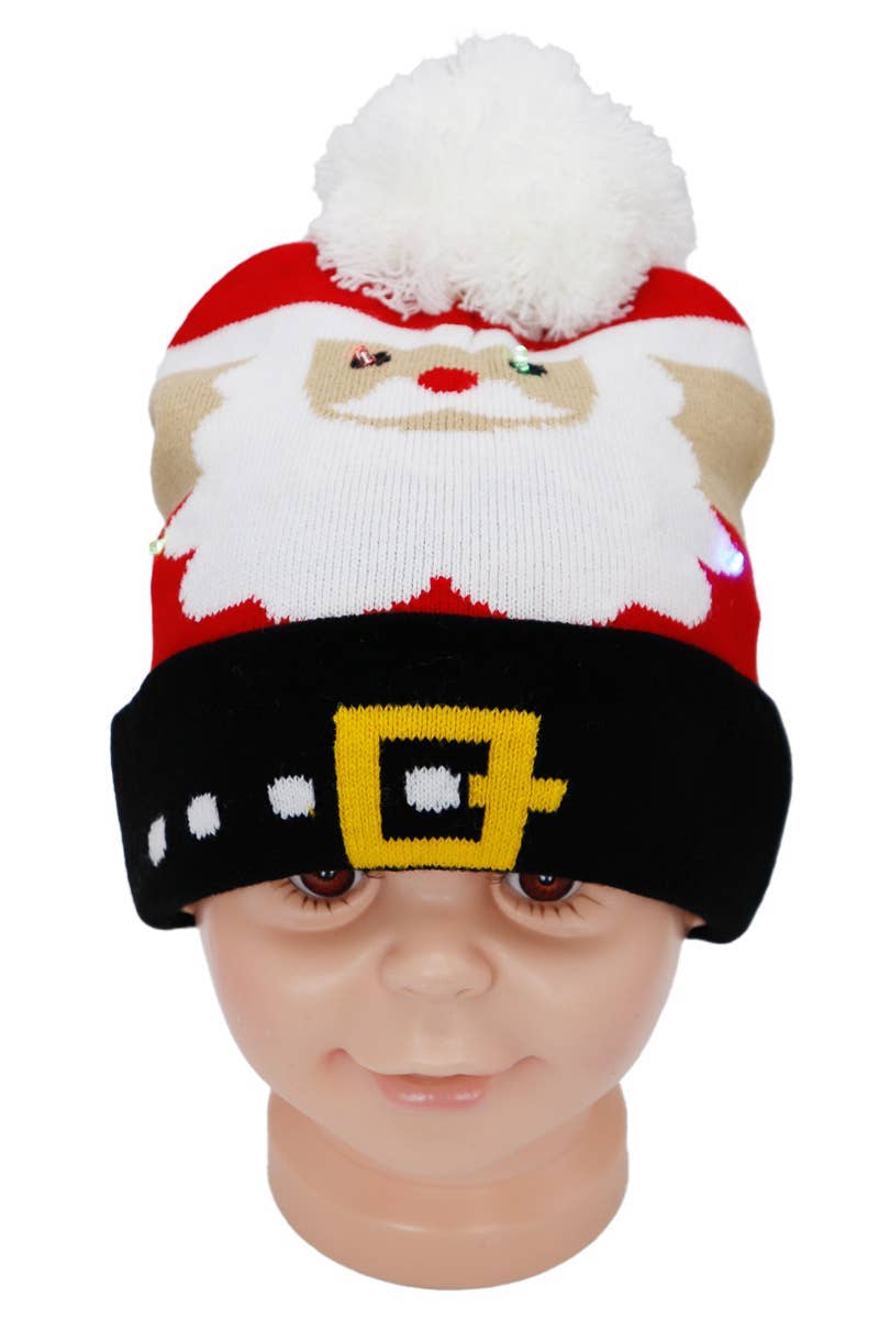 Big Kids Christmas Led Light-up Single Pom Beanie: ASSORTED / ONE SIZE