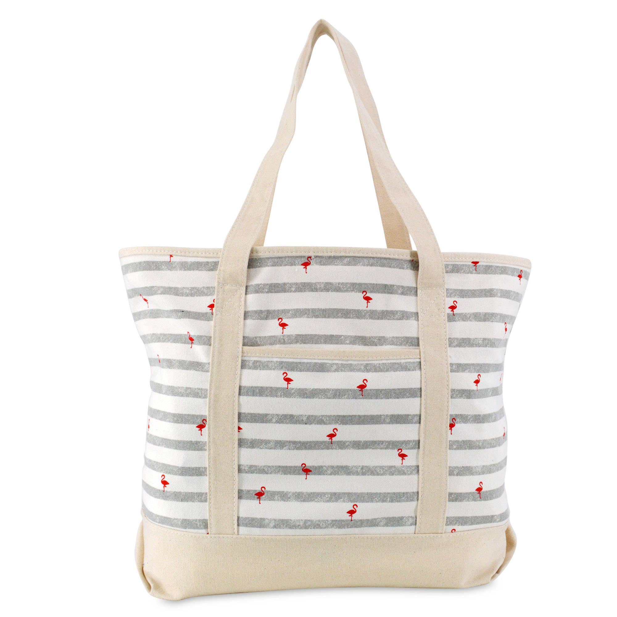 Dalix 22" Cotton Canvas Tote Bag (Zippered Top)