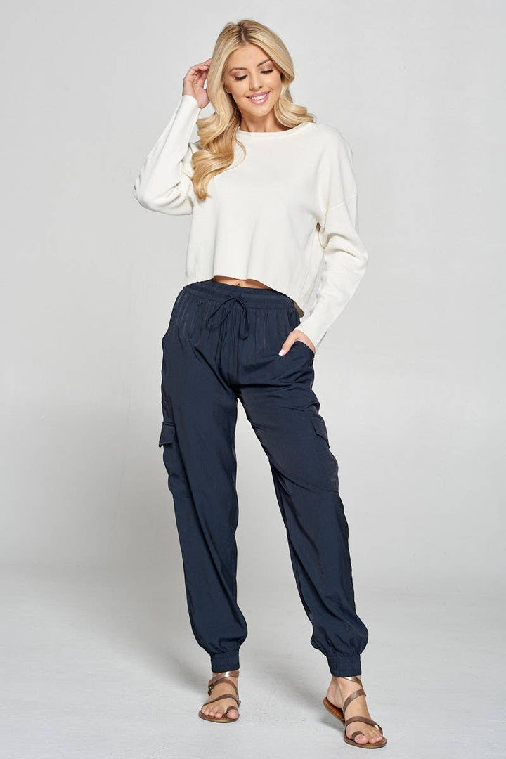 WOVEN CARGO PANTS - DEEP NAVY: SMALL
