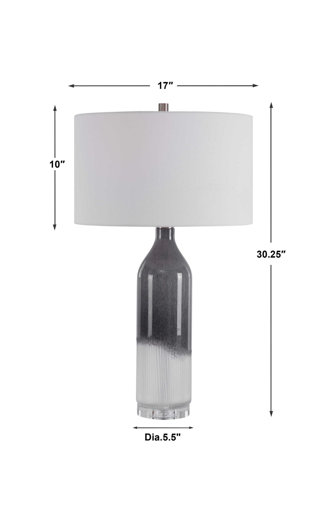 Natasha - Art Glass Table Lamp - Gray & White