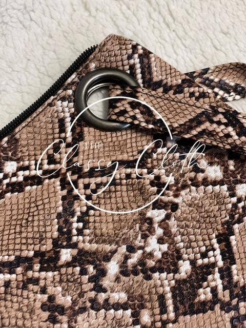 Trendy Clutch - Brown Snakeskin RTS