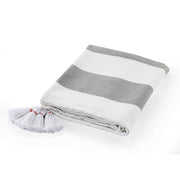 Cabana Striped Throw Blanket with Tassels: Light Gray