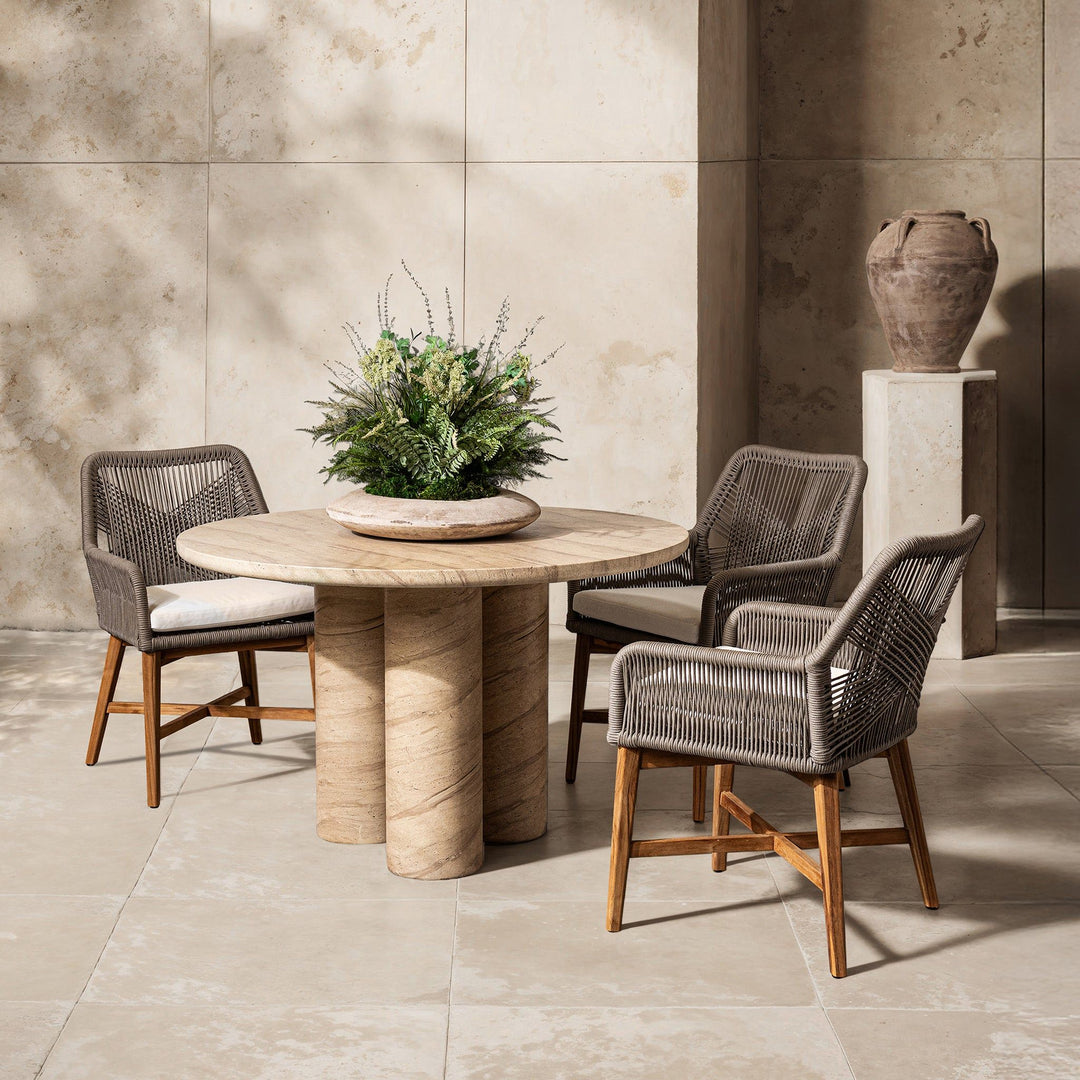 Niva - 47" Outdoor Round Dining Table - Beige