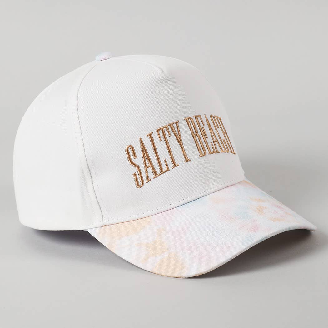 SALTY BEACH Embroidery Tie Dye Pattern Trucker Hat