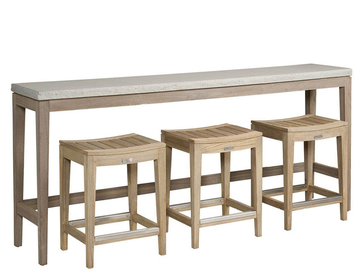 Coastal Living Outdoor / Saratoga - Console With Stools - Light Brown