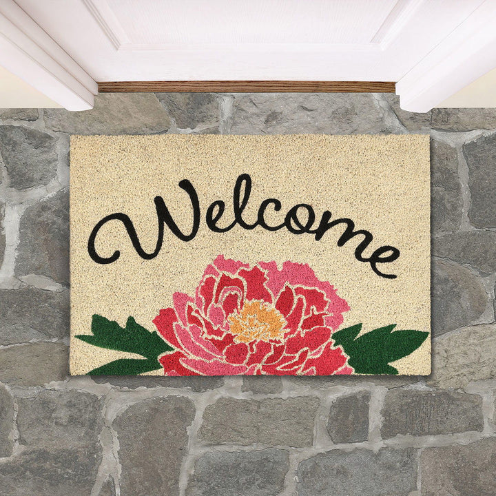 Doormats - Peony Welcome Doormat - Pink Multi/Sand