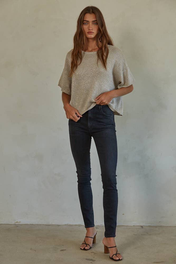 W1379 | THE ISADORA TOP: Grey Silver / S