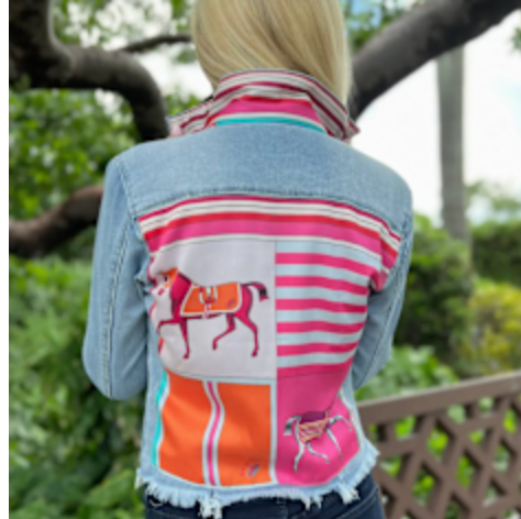 DENIM JACKET PINK HORSE