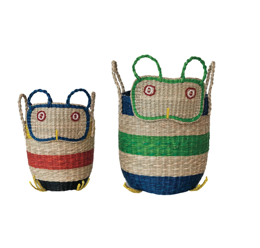 SEAGRASS OWL BASKET W/HANDLES - LG