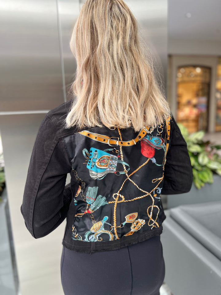 The Black Denim Jacket /  Black Colorful