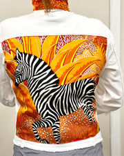 The White Denim Jacket / Love a Zebra / Orange