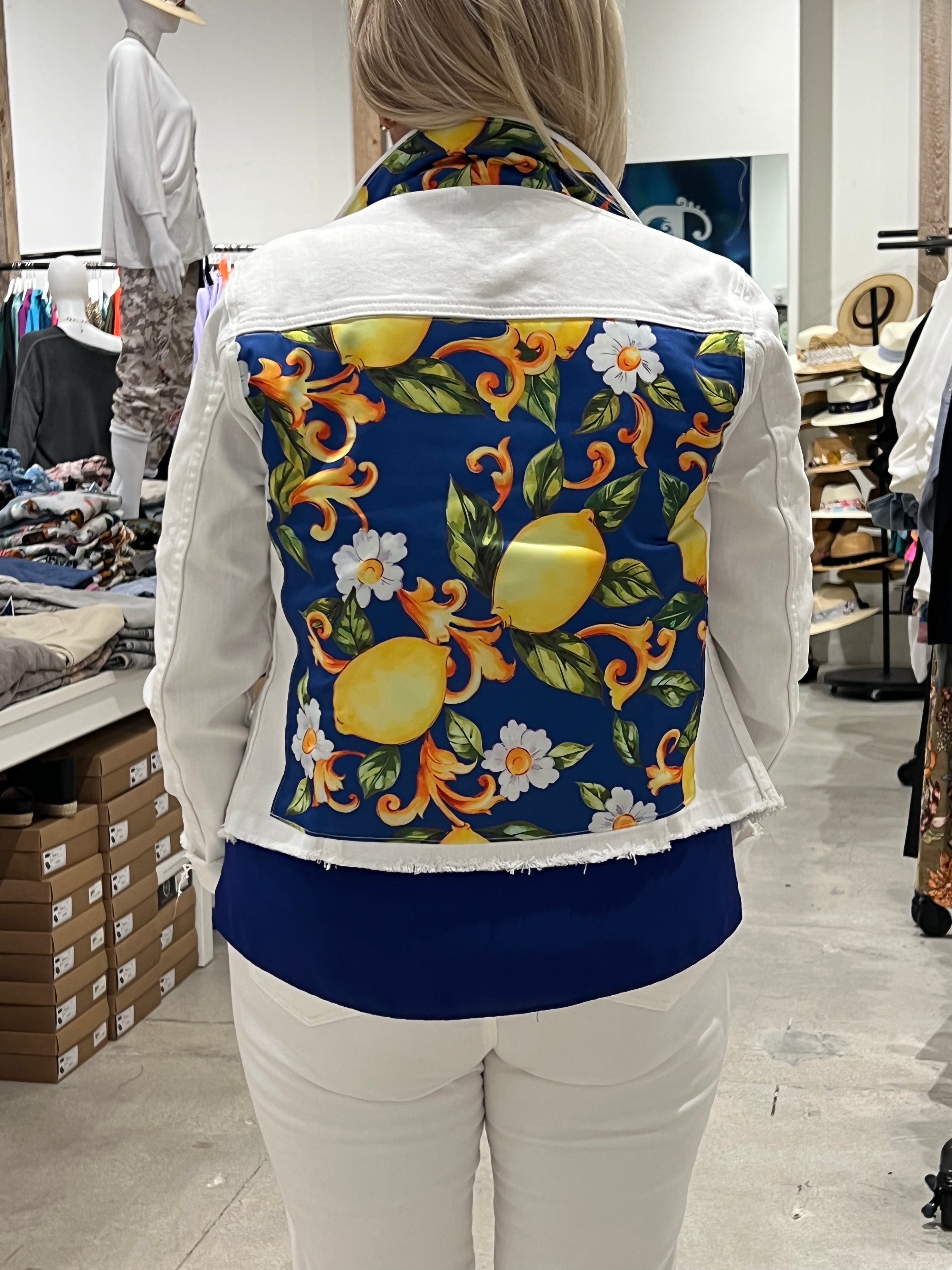 The White Denim Jacket / Capri In Royal