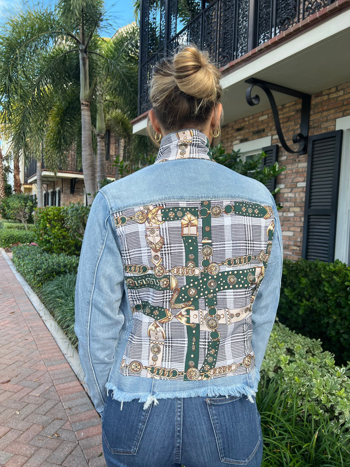 The Light Denim Jacket / Hounds Tooth / Green Strap