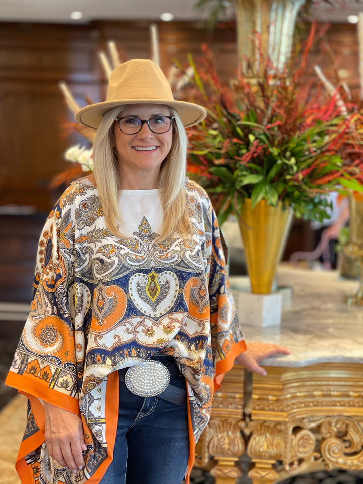 Tunic Denim Blue with Orange