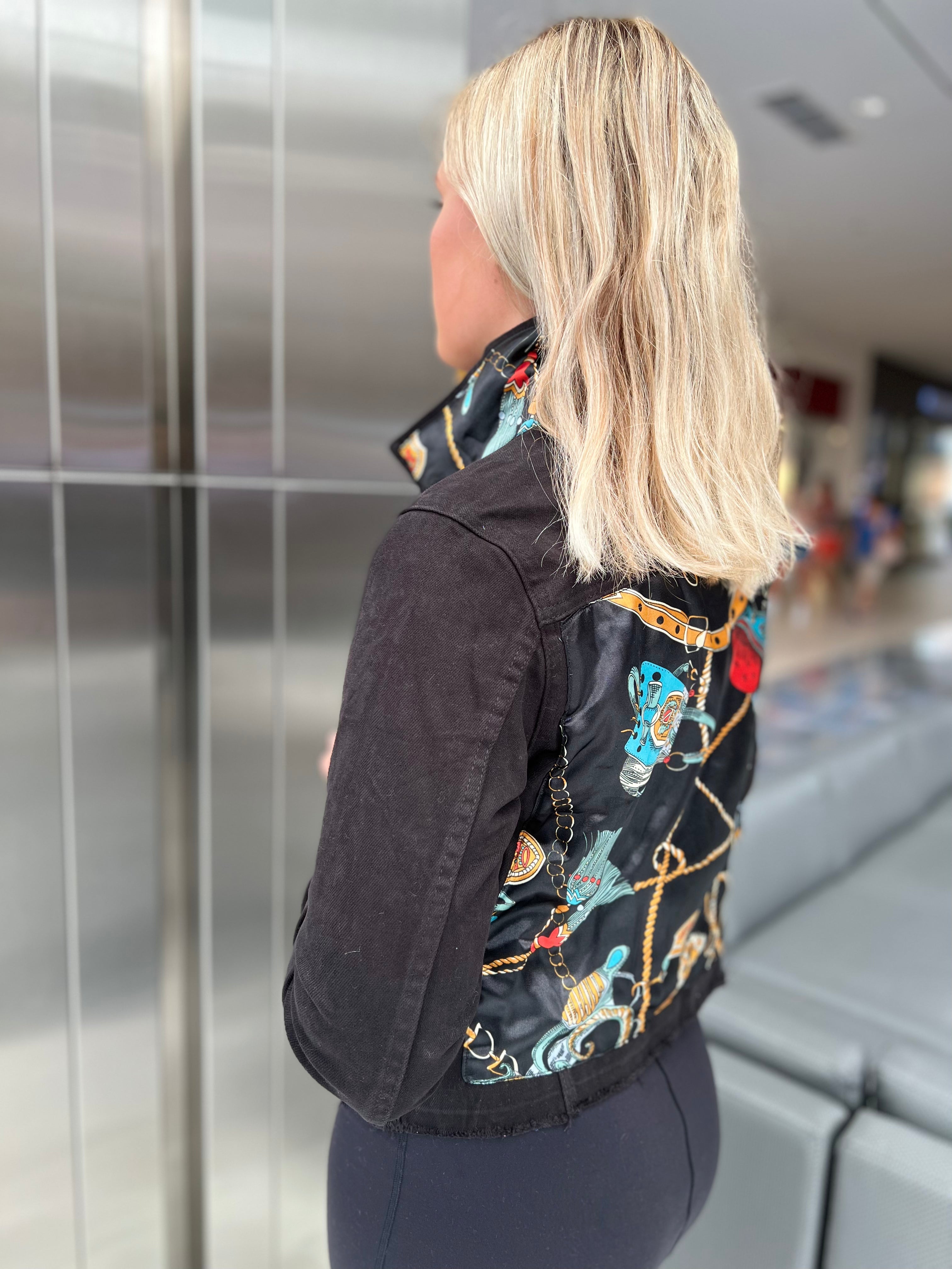 The Black Denim Jacket /  Black Colorful