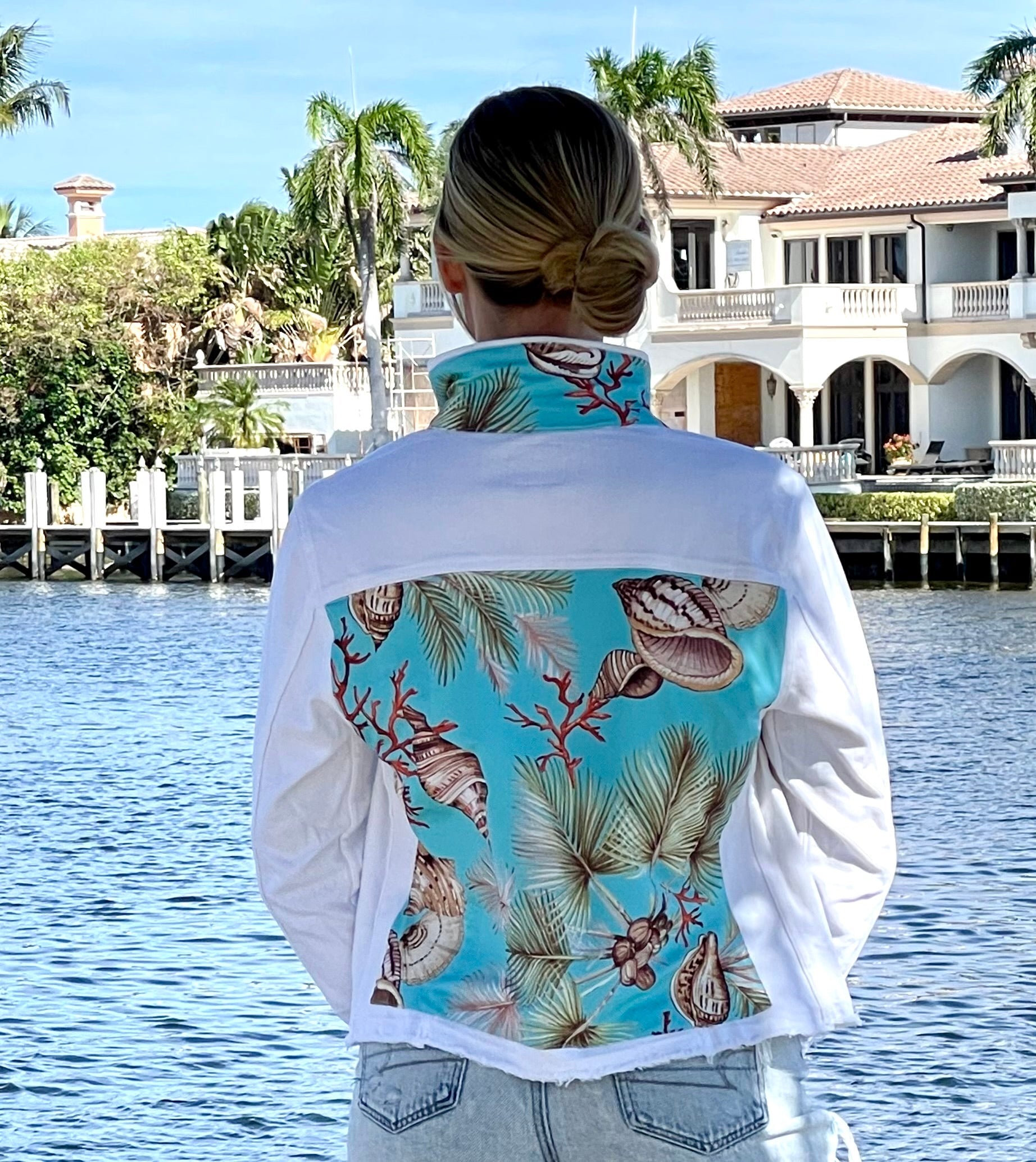 The White Denim Jacket / Tropical Shells