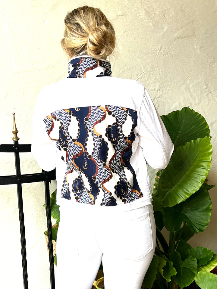 The White Denim Jacket / Navy Anchor