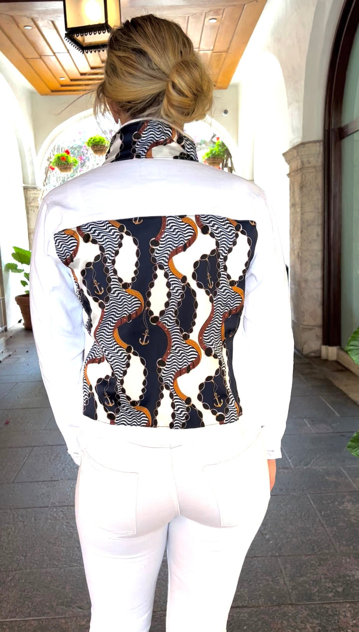 The White Denim Jacket / Navy Anchor