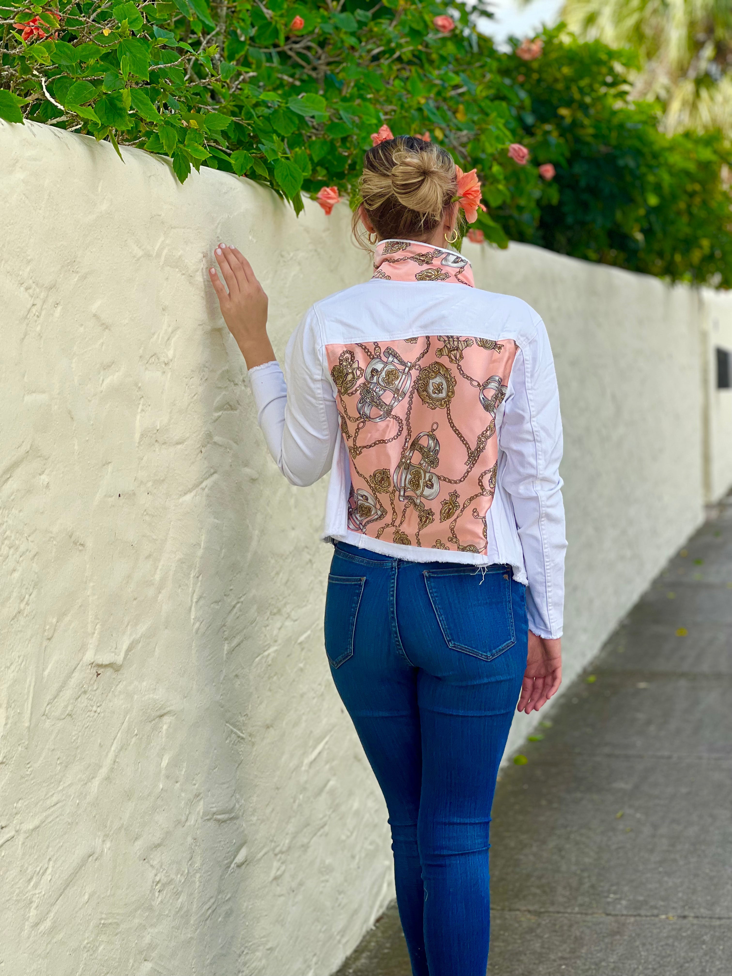 The White Denim Jacket / Blush Stirrup