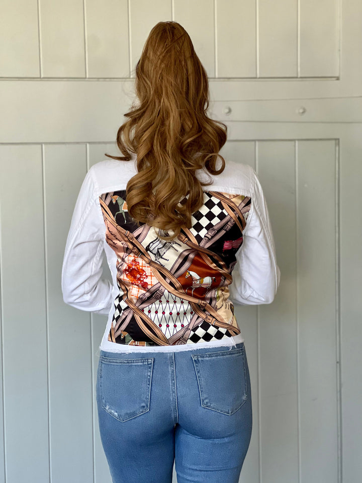 The White Denim Jacket / Designer Horse with Straps