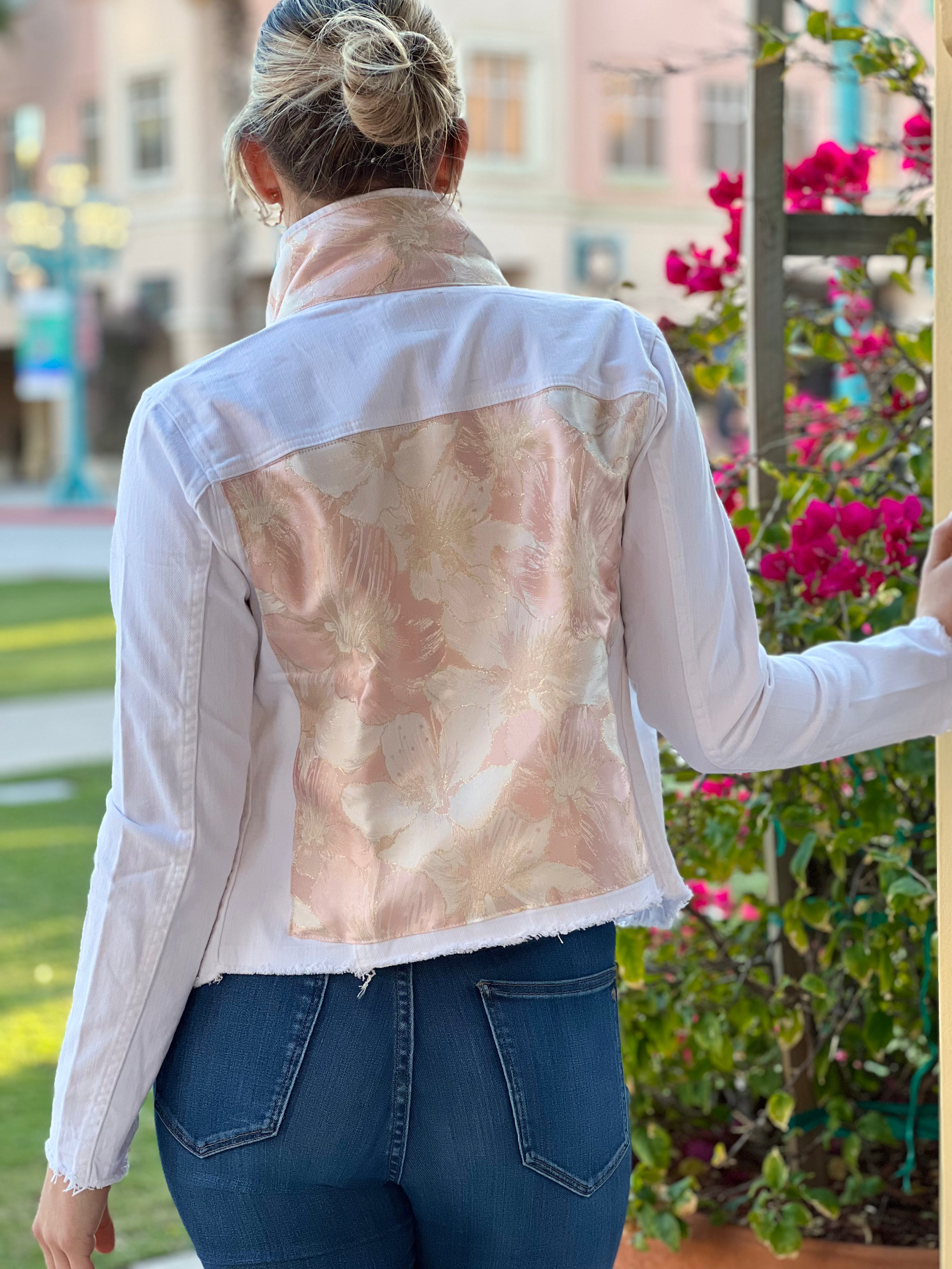The White Denim Jacket / Pink Shimmer