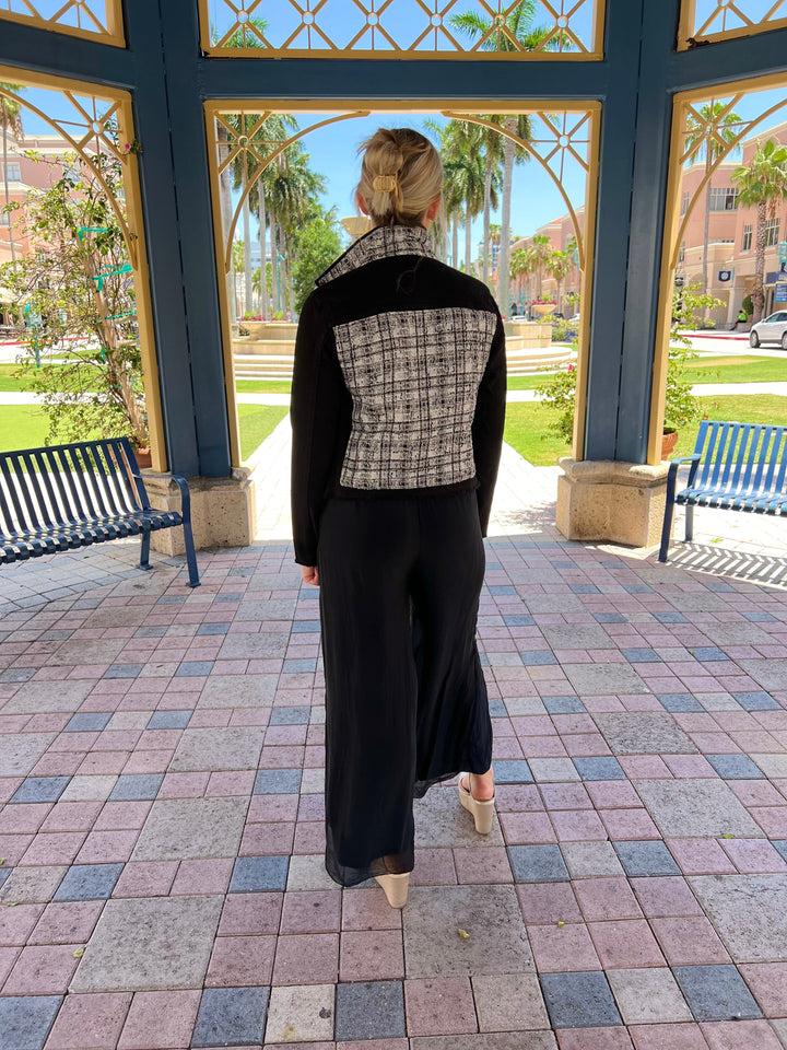 The Black Denim Jacket / Gray and Silver Tweed