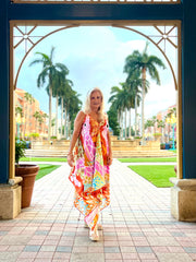 Silk Dress / Pink Giraffe