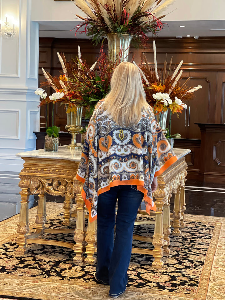 Tunic Denim Blue with Orange