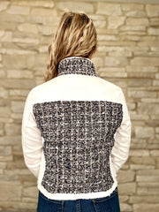 The White Denim Jacket / Tweed Navy and White