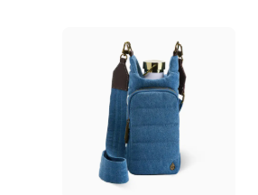 Denim HydroBag® with Antique Brass and Denim overlaid Vegan Leather Strap