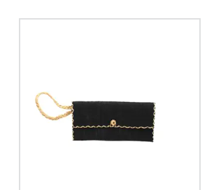 ChiChi Straw Clutch Wristlet Bag: Black