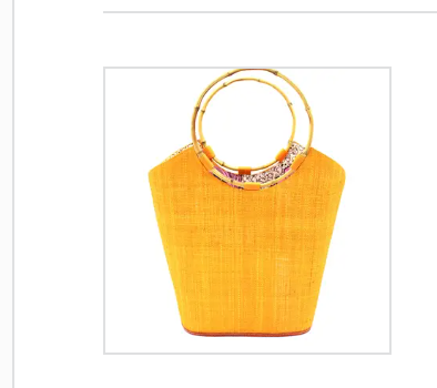 Carmen Straw Bucket Bag with Bamboo Handles: Saffron