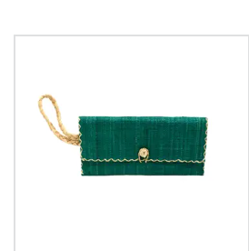 ChiChi Straw Clutch Wristlet Bag: Teal