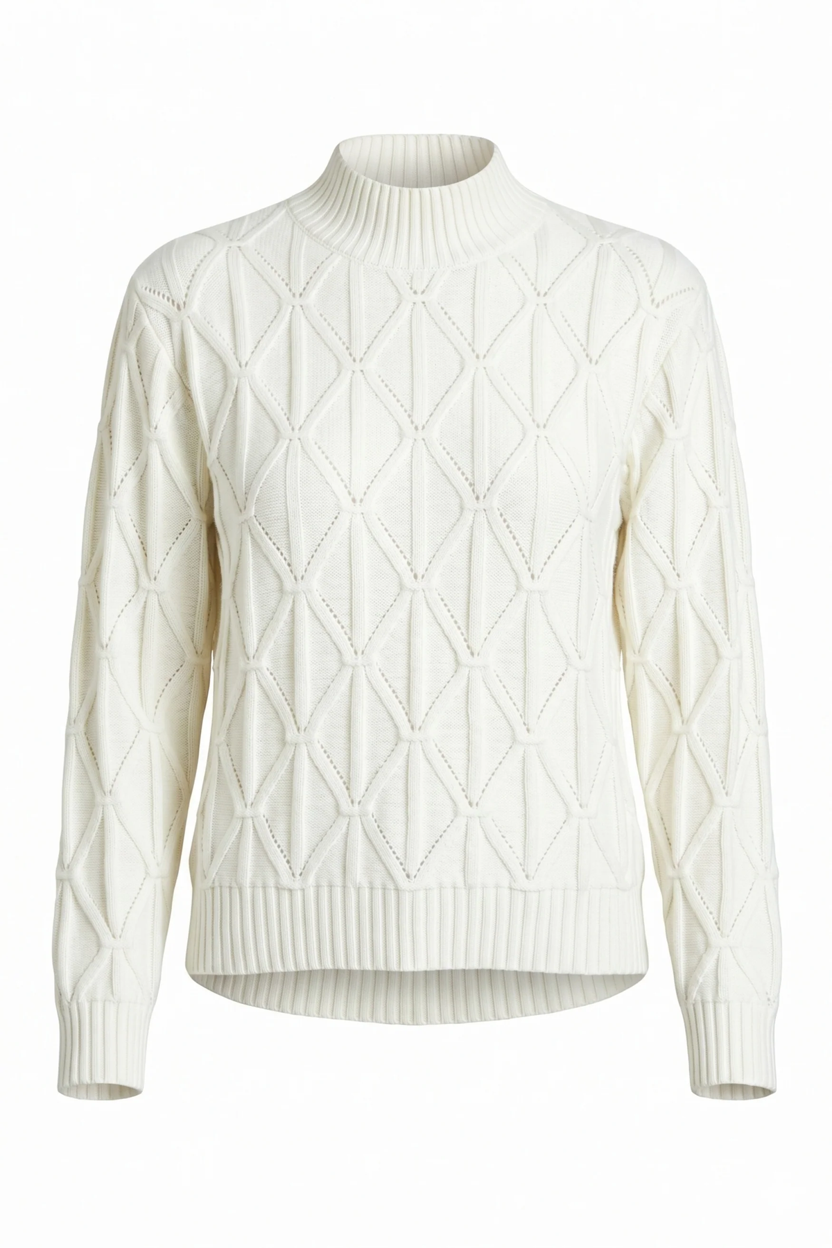 DIAMOND CABLE EYELET SWEATER