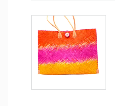 Zafran Holden Ombre Straw Beach Bag: Large / Coral & Fuschia