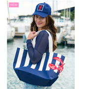 LOBSTER STRIPED TOTE - NAVY