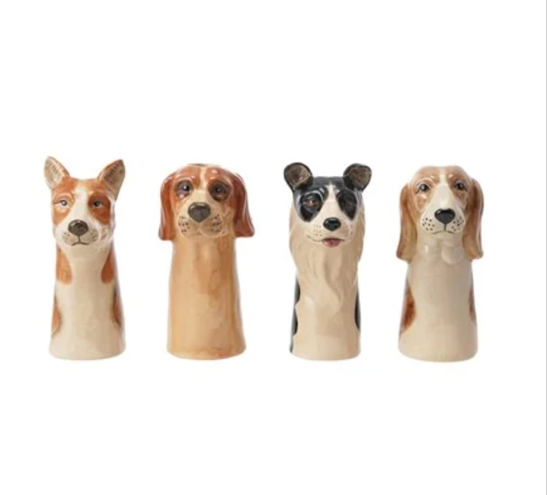 STONEWARE DOG VASE