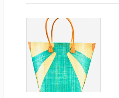 Sunburst Large Straw Tote Bag: Seafoam