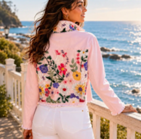 DENIM JACKET PETALS & LACE