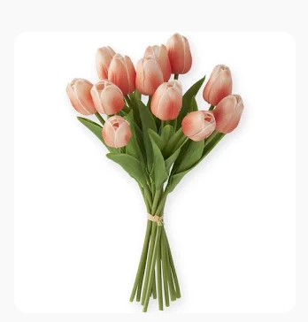 PEACH REAL TOUCH  MINI TULIP BOUQUET - 13.5”
