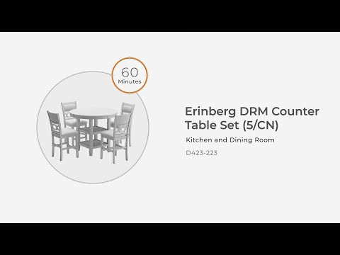 Erinberg - Antique White - Dining Room Counter Table Set (Set of 5)