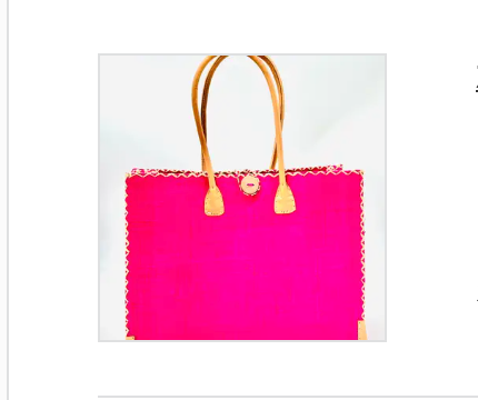 Zafran Solid Straw Beach Bag with Plastic Liner - 2 Sizes: Large / Fuschia