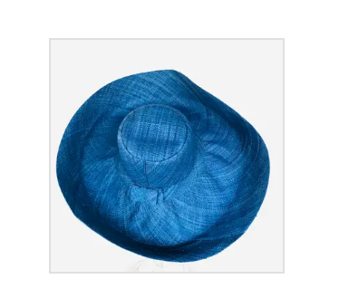 Sun Hats: Solid Color Packable 5" & 7" Brim Raffia Straw: 7"Brim / Turquoise