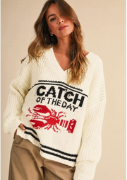 LOBSTER PRINT SWEATER - CREAM