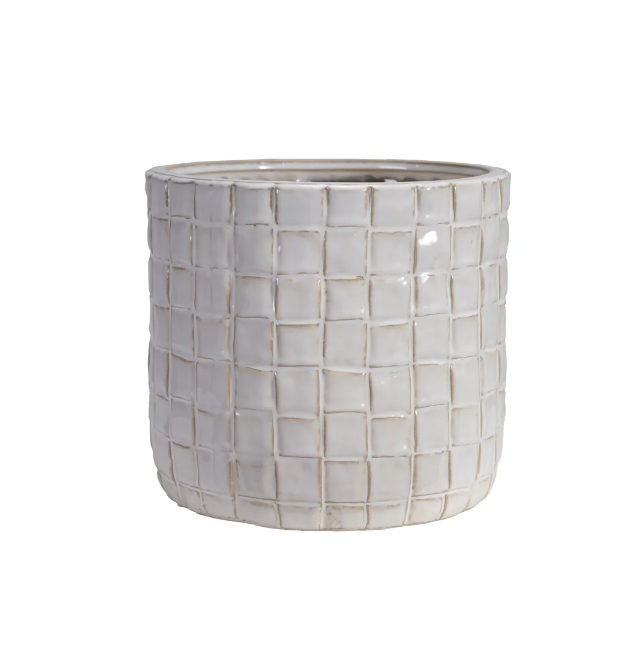 STONEWARE WOVEN PLANTER - CREAM