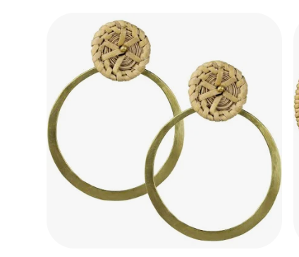 BISCAYNE RATTAN/BRASS  EARRING