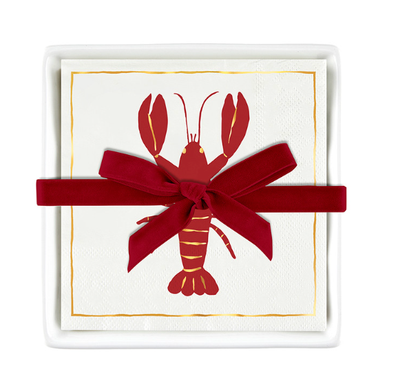 RED LOBSTER CERAMIC NAPKIN TRAY