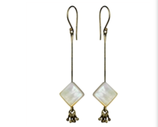 MOP & TASSEL  EARRING - DIAMOND